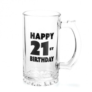Everything_but_Flowers_Happy 21st Beer Stein Glass