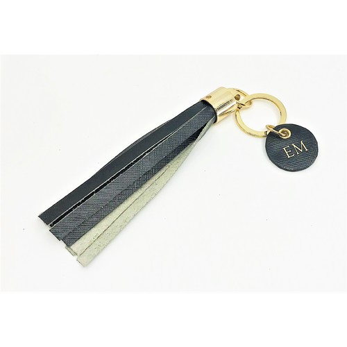 Everything_but_Flowers_Black Personalised Tassel Keyring