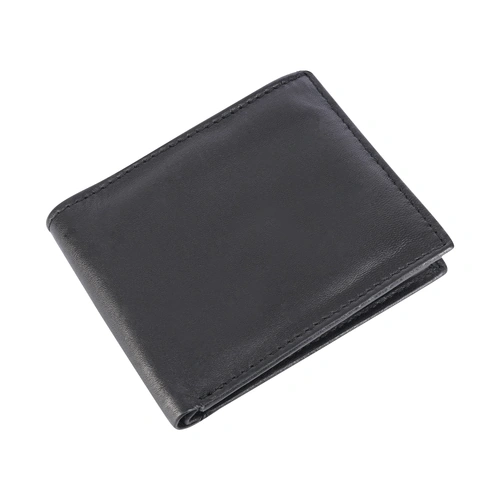 Everything_but_Flowers_Men's Black Leather Wallet (can be personalised) (#125)