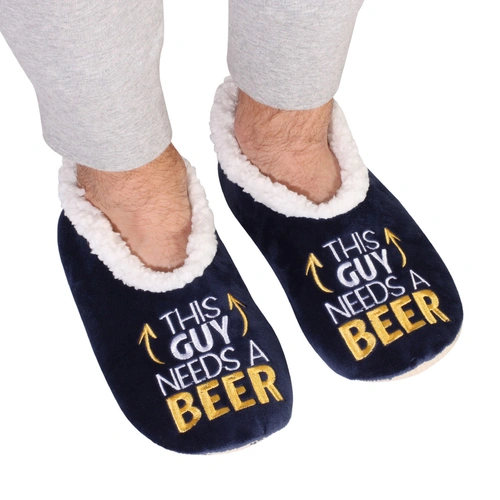 Everything_but_Flowers_SnuggUps Men's Slippers - This Guy Needs a Beer