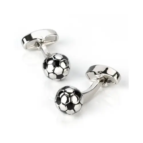 Everything_but_Flowers_3D Silver and Black Soccer Ball Football Cufflinks