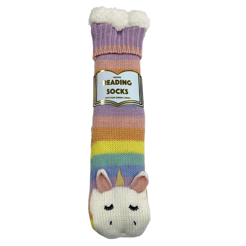 Everything_but_Flowers_Rainbow Unicorn Reading Sock (small)