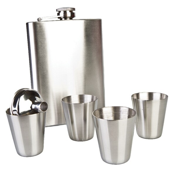 Hip Flask Set with Four Shot Glasses 