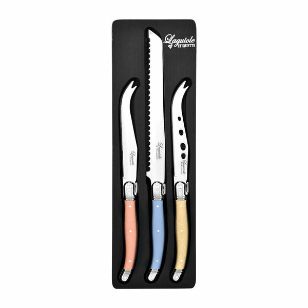 Laguiole Bread and Cheese Knife Set 3 Piece - Pastels