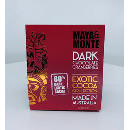 Maya & Monte Dark Chocolate Covered Cranberries 140g
